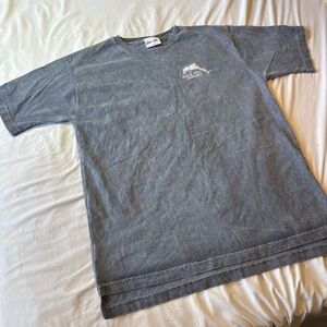 Vintage Classic Blue Gray Save Our Oceans Embroidered Dolphin Short Sleeve Tee
